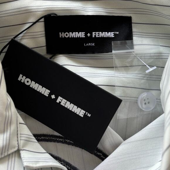 Homme + Femme Private Island Button Down White Large HFSS202474-3 - Picture 8 of 11